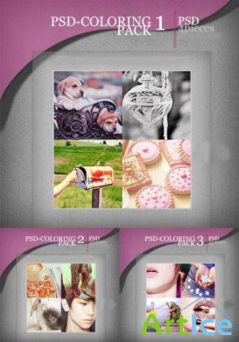 PSD Coloring action pack 1,2,3