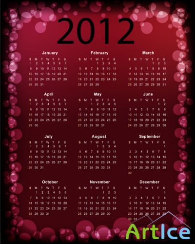 Vector Calendar For 2012