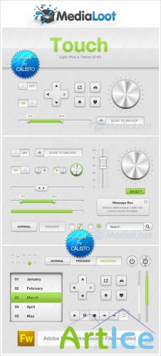 Touch: Light iPad UI Kit - MediaLoot