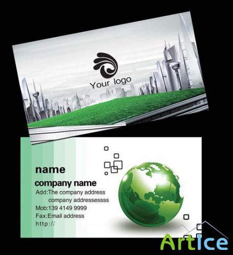 Very nice good green technology company business card design templates