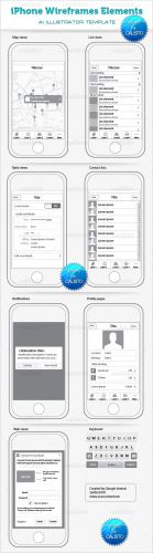 iPhone Wireframes Elements Template