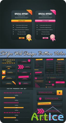 Set for Web Design Button Vector