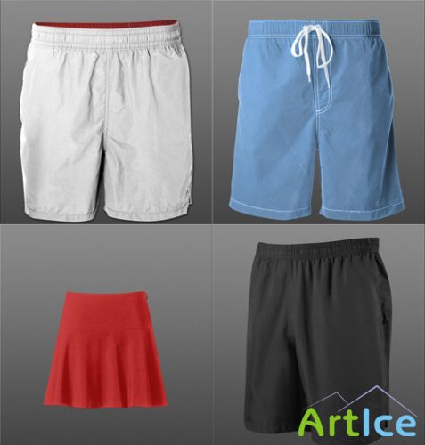 Training shorts and short skirt psd