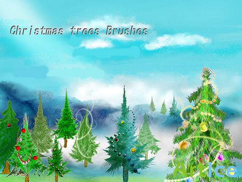 Christmas Green Trees Brushes