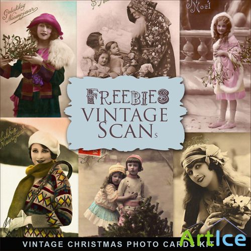 Scrap-kit - Vintage Christmas Photo Cards #1