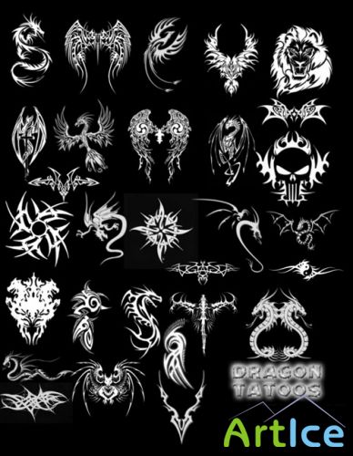 Brushes set - Dragon tatoo for Photoshop