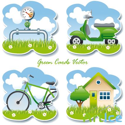 Green Cards Vector