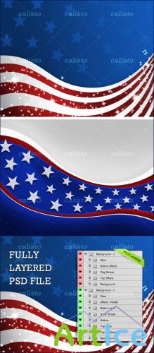 USA Flags PSD Template