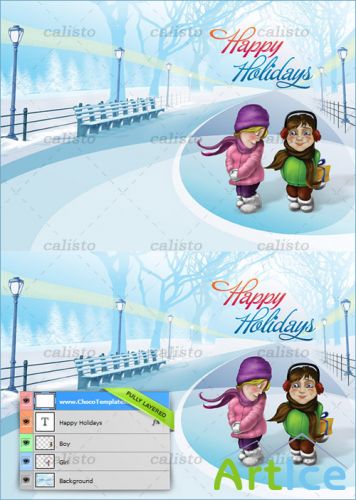 Christmas Holiday Card PSD Template