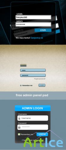 PSD for Photoshop - Free admin login panel