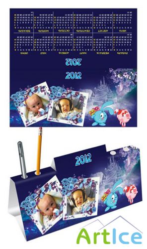 Calendar 2012 with a Pen Stand PSD Template Pack 1