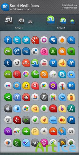 80 Icons in 2 Different Styles