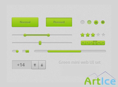 Green Web ui set for Photoshop