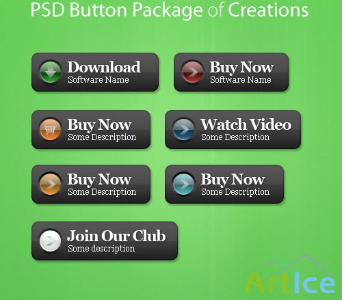 Psd Buttons Package creations for Photoshop