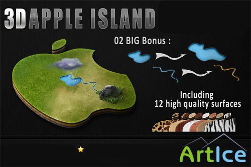 3D Apple Island psd for Photoshop