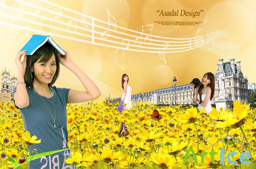 A field of yellow flowers for Photoshop