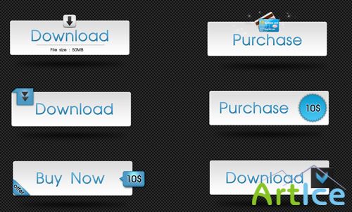 White Elegant Web Buttons for Photoshop