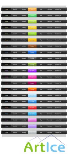 Colored web menus psd  for Photoshop