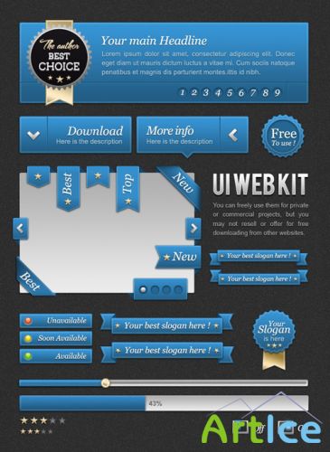 Ui Blue Web Kit Psd for Photoshop