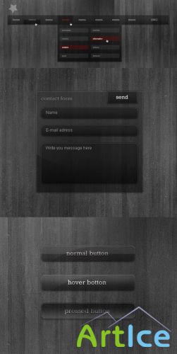 Black Glass Menu Bar Contact Form for Photoshop