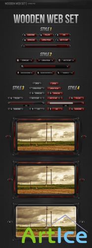 Wooden Web Set Psd for Photoshop