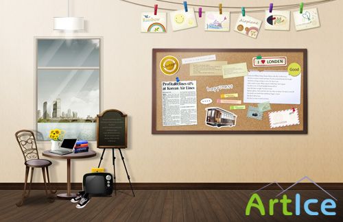 A room for training psd for Photoshop