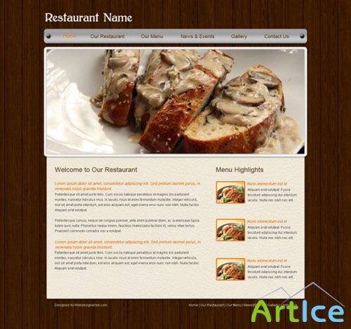 Restaurant Website PSD Template