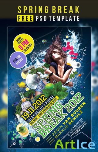 Spring Break Flyer/Poster PSD template