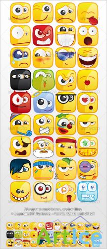 GraphicRiver - 36 Square emoticons PACK 55493