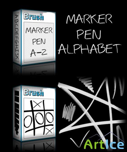 Marker Pen Alphabet Brushes Set for Photoshop