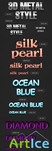 3D Diamond, Metal, Shell Pearl and Ocean Blue Text Styles