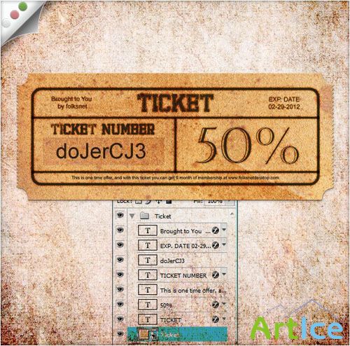 PSD Template - Retro Ticket