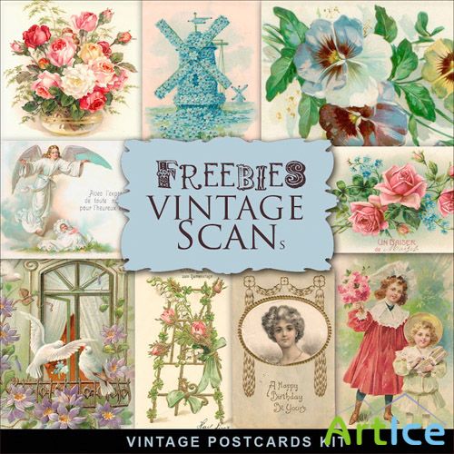 Scrap-rit Vintage Postcards illustrations Style