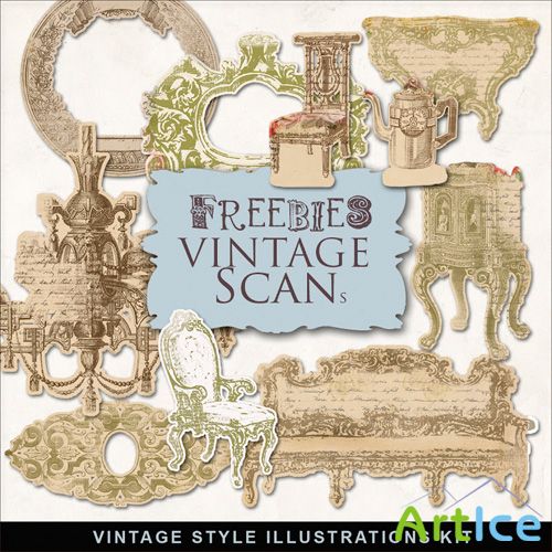 Scrap-Kit Vintage Style illustrations furniture