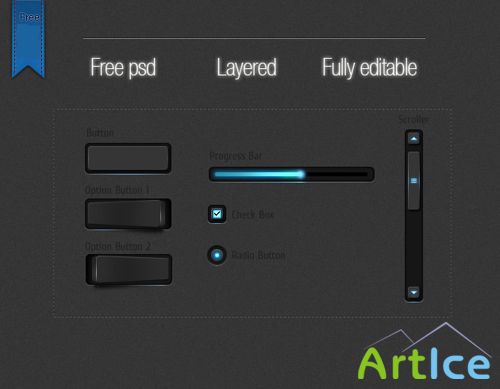 Carbon style GUI set for Photoshop