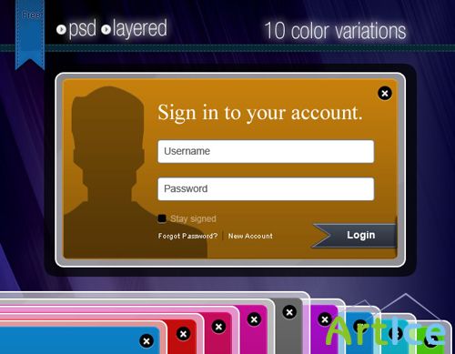 Fancy psd login box for Photoshop