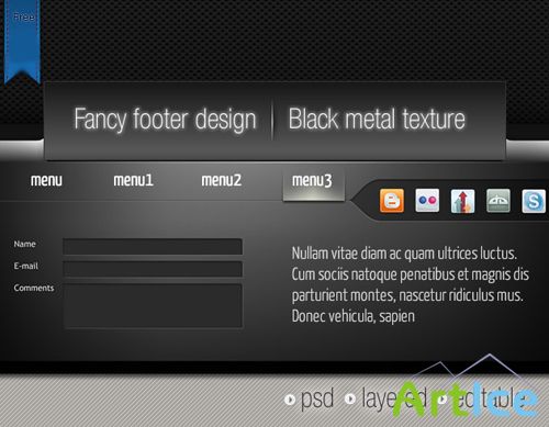 Black footer and metal texture for Photoshop