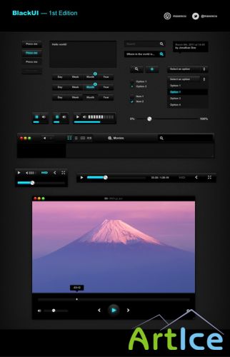 Black UI Psd Set Volume 1 for Photoshop