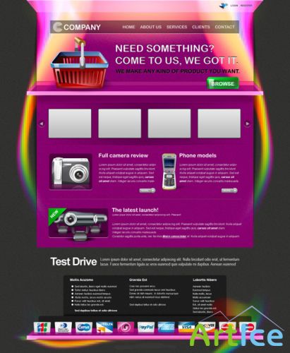 Colorful commerce psd template for Photoshop