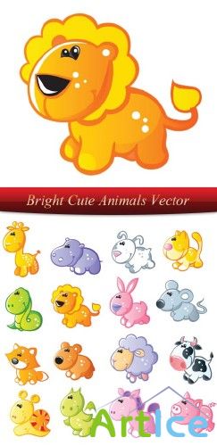 Bright Cute Animals Vector