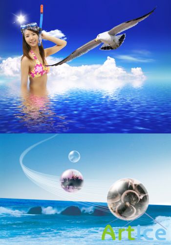 Sources for Photoshop - A warm summer sea