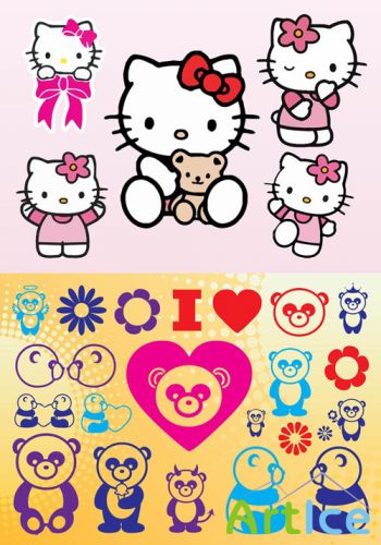 Panda Vectors and Hello Kitty Vectors for Photoshop