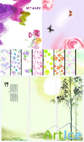 Summer floral backgrounds pack 5 For Photoshop