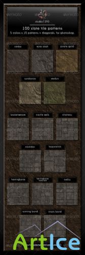 GraphicRiver - 100 (5x10x2) Slate Paving Tile Patterns