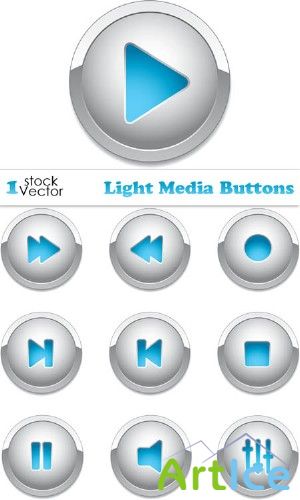 Light Media Buttons Vector