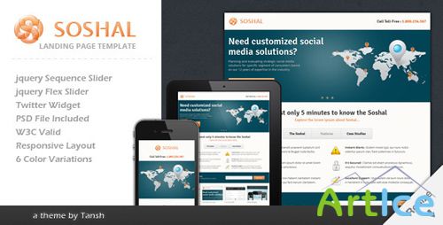 ThemeForest - Soshal Responsive Business Landing Page - RIP