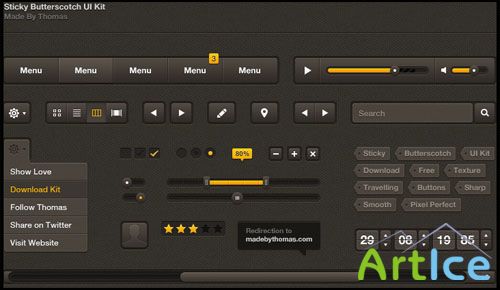 PSD Template - Sticky Butterscotch UI Kit Elements