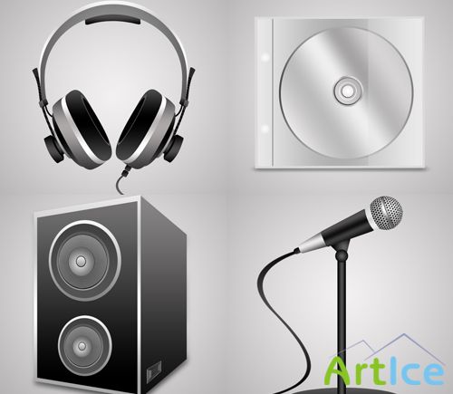 Cd, Headphone and microphone Music Psd Files