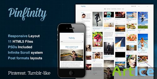 ThemeForest - Pinfinity Responsive Tumblr-Like Site Template - RIP