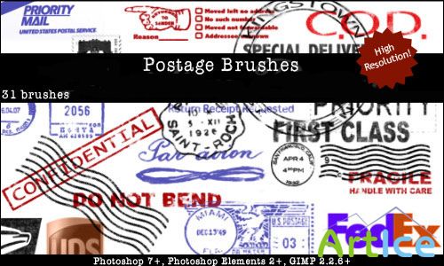 Postage Photoshop Brushes Set